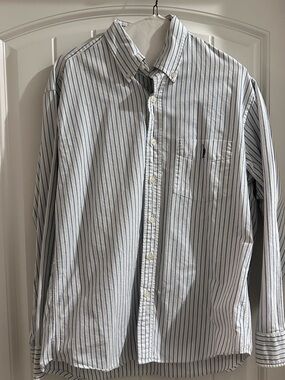 J. Crew White Shirt with Blue Pinstripes - Button-Down